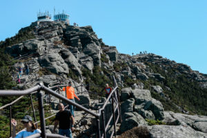 Railings and steps leading to the summit of Whiteface Mountain