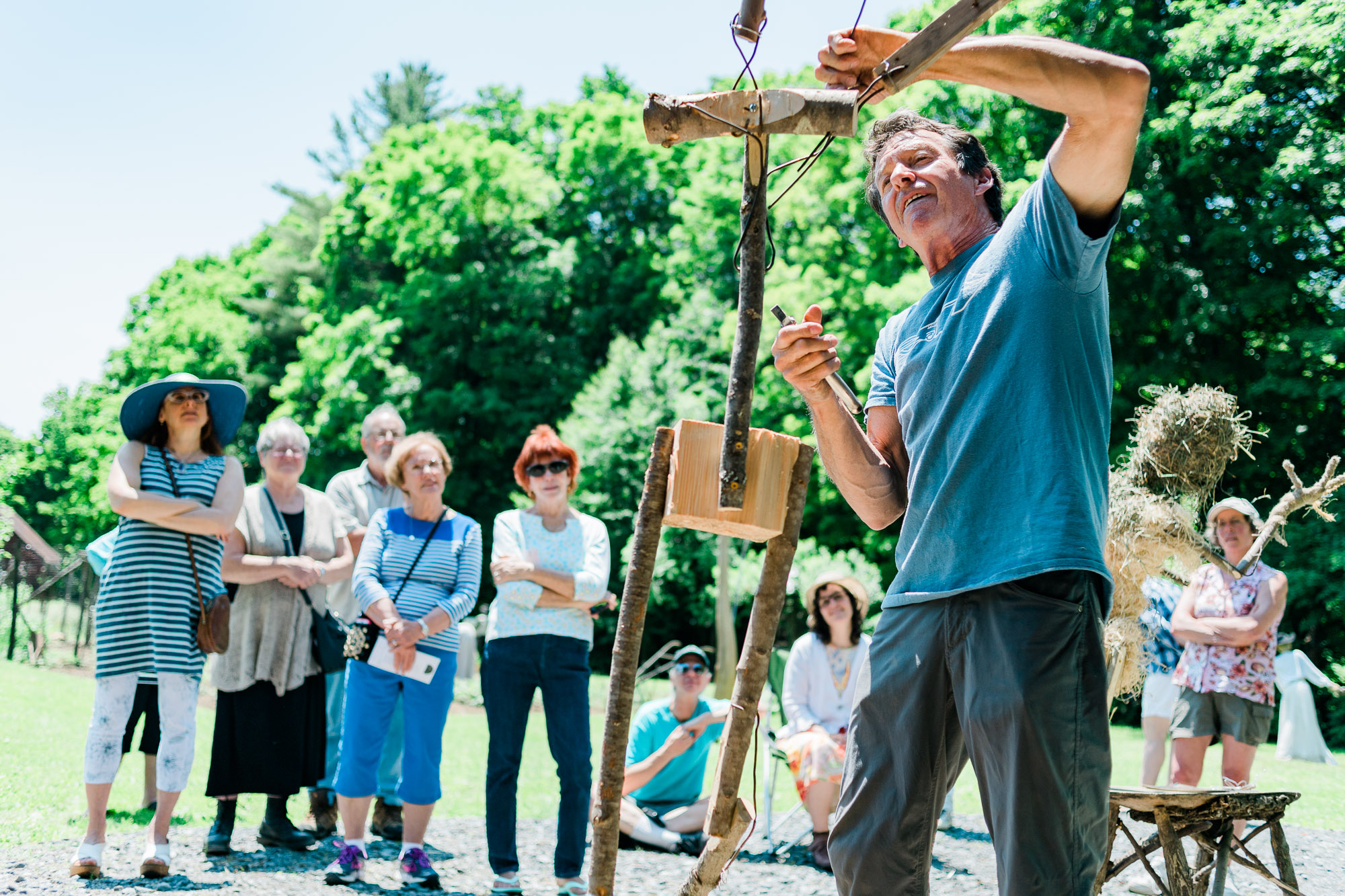 During the Hilltown Arts Studio Tour in 2019, Michael Melle demonstrated his straw figure building skills to a crowd.